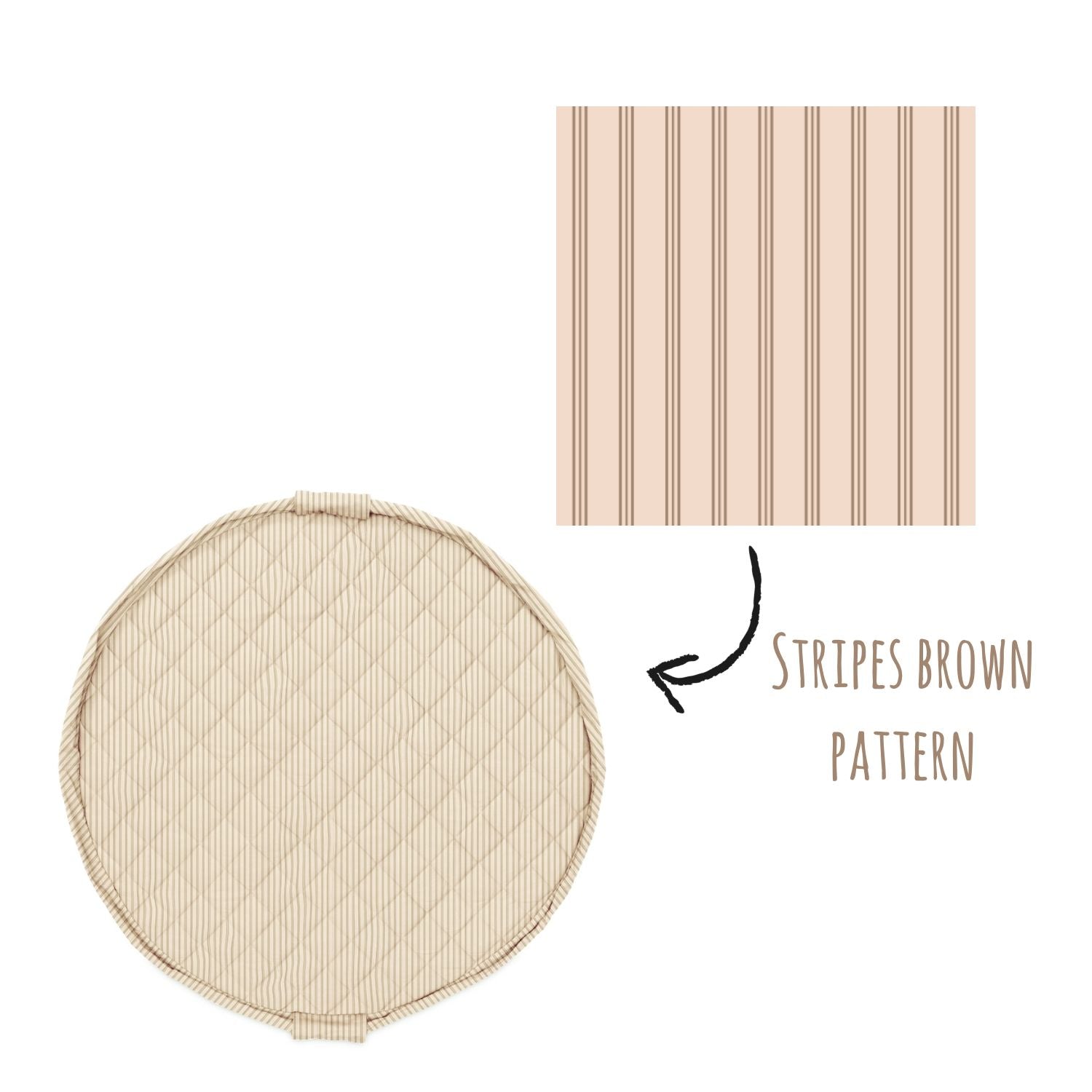 detail of soft organic stripes brown babymat, stripes brown pattern