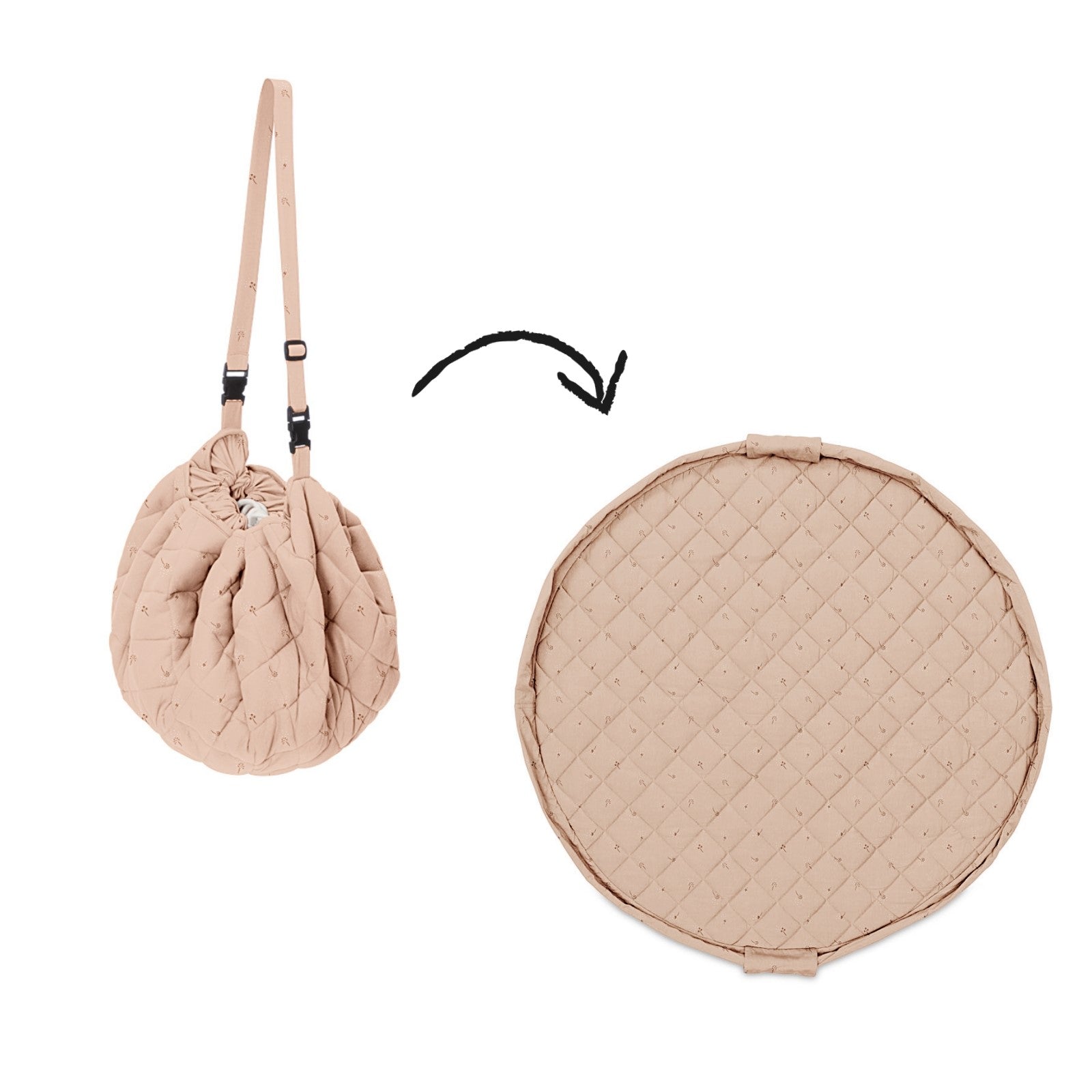 soft organic babymat, fleuri, from bag to mat and vice versa