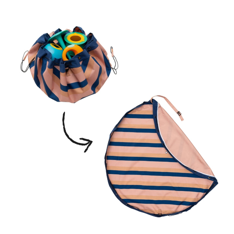 noomad outdoor mokka stripes tapis de jeu & sac de rangement