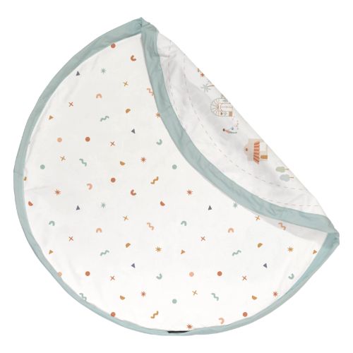citymap toy storage bag and playmat, open with folded piece, back side