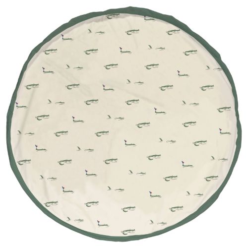 croco toy storage bag and playmat, open, front side
