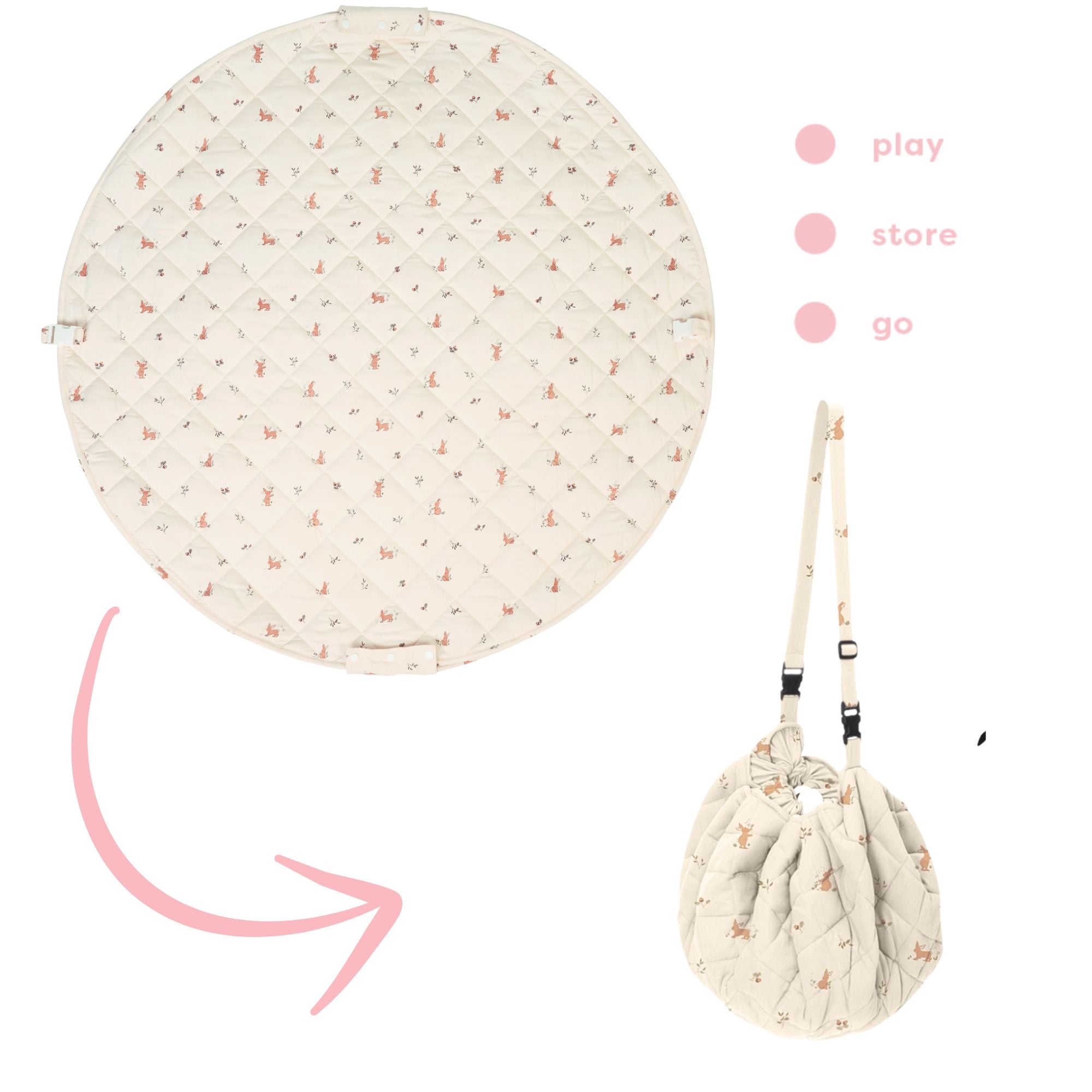 noomad soft rabbit organic tapis d'éveil & sac