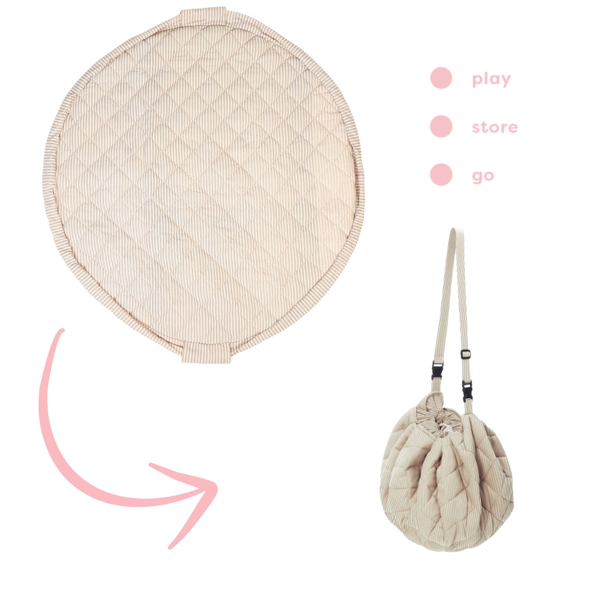 noomad soft stripes blue organic tapis d'éveil & sac