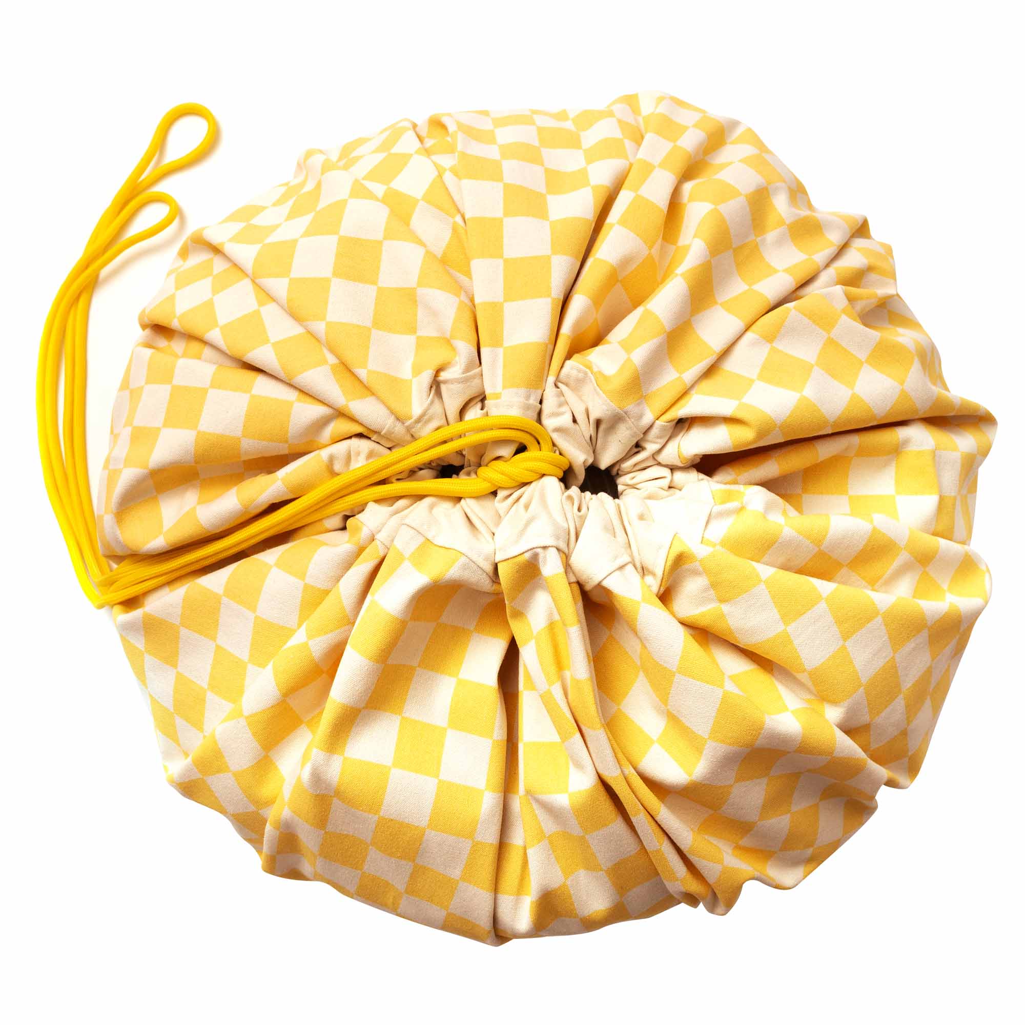 vichy yellow toy storage bag, closed