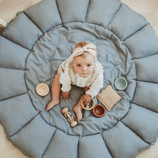 coco dusty blue organic tapis de jeu, cocon & organiseur