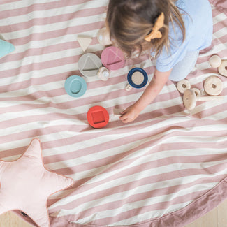 Tapis de jeu & sac à jouets - stripes new pink