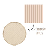detail of soft organic stripes brown babymat, stripes brown pattern