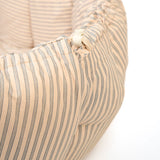 bloom stripes blue babymat, crib, raised edges, closure system