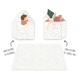 Puzzlemat from playmate to playhouse and storage box for toys with terrazzo pattern - game for kids 