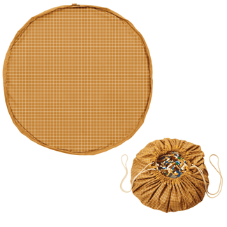 tapis de jeu & sac à jouets - organic mustard grid