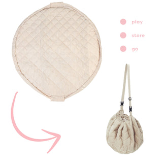 noomad soft stripes blue organic tapis d'éveil & sac