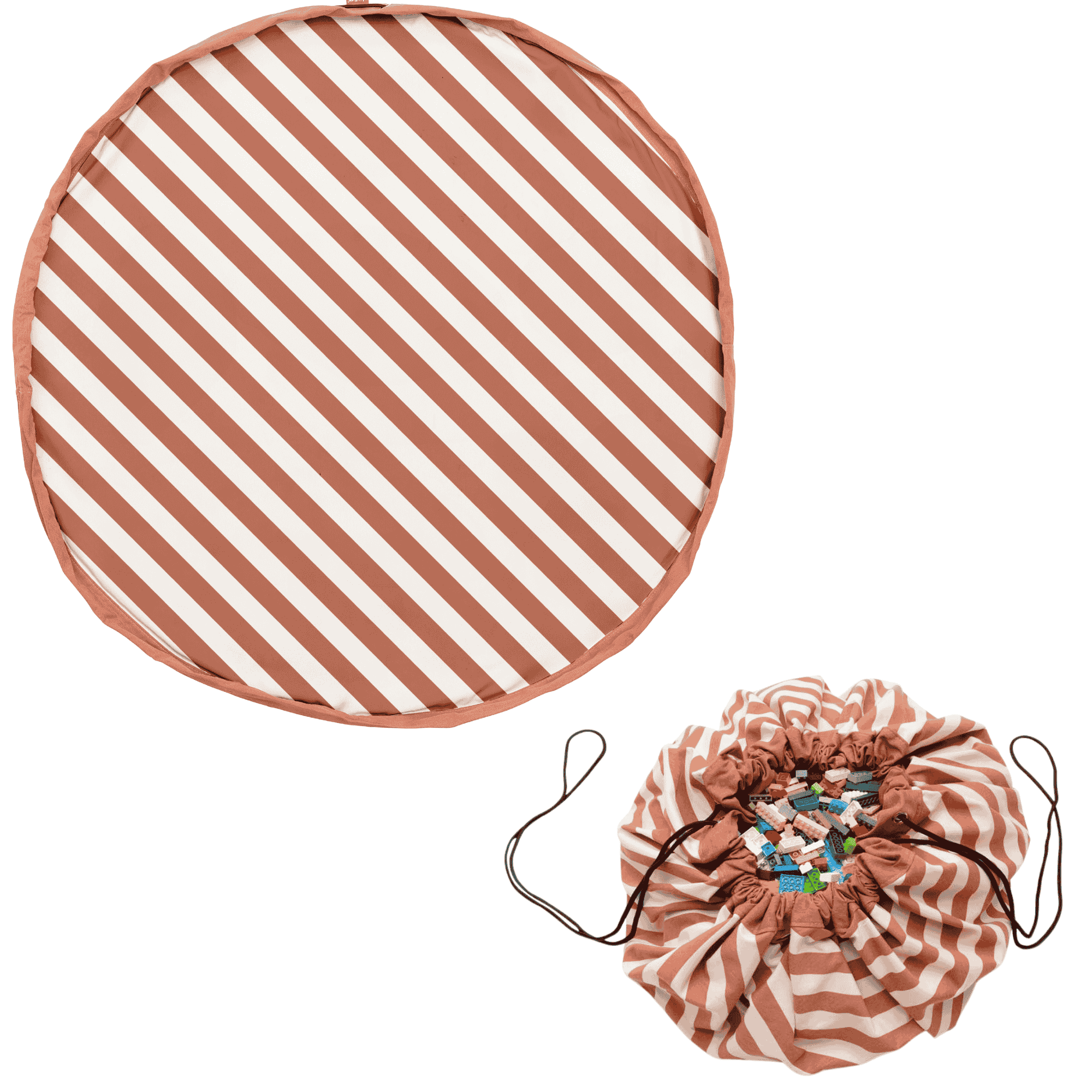  tapis de jeu & sac à jouets - stripes brown