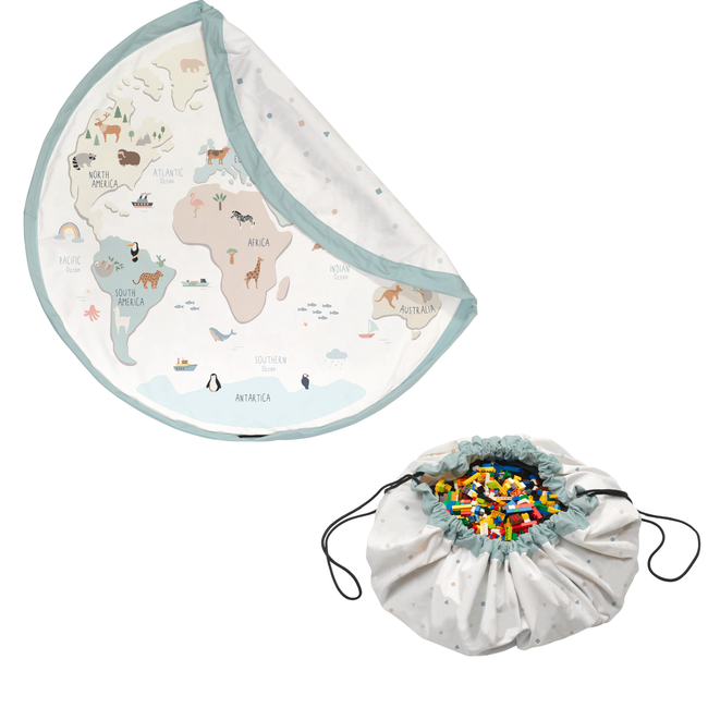 tapis de jeu & sac à jouets - worldmap colour