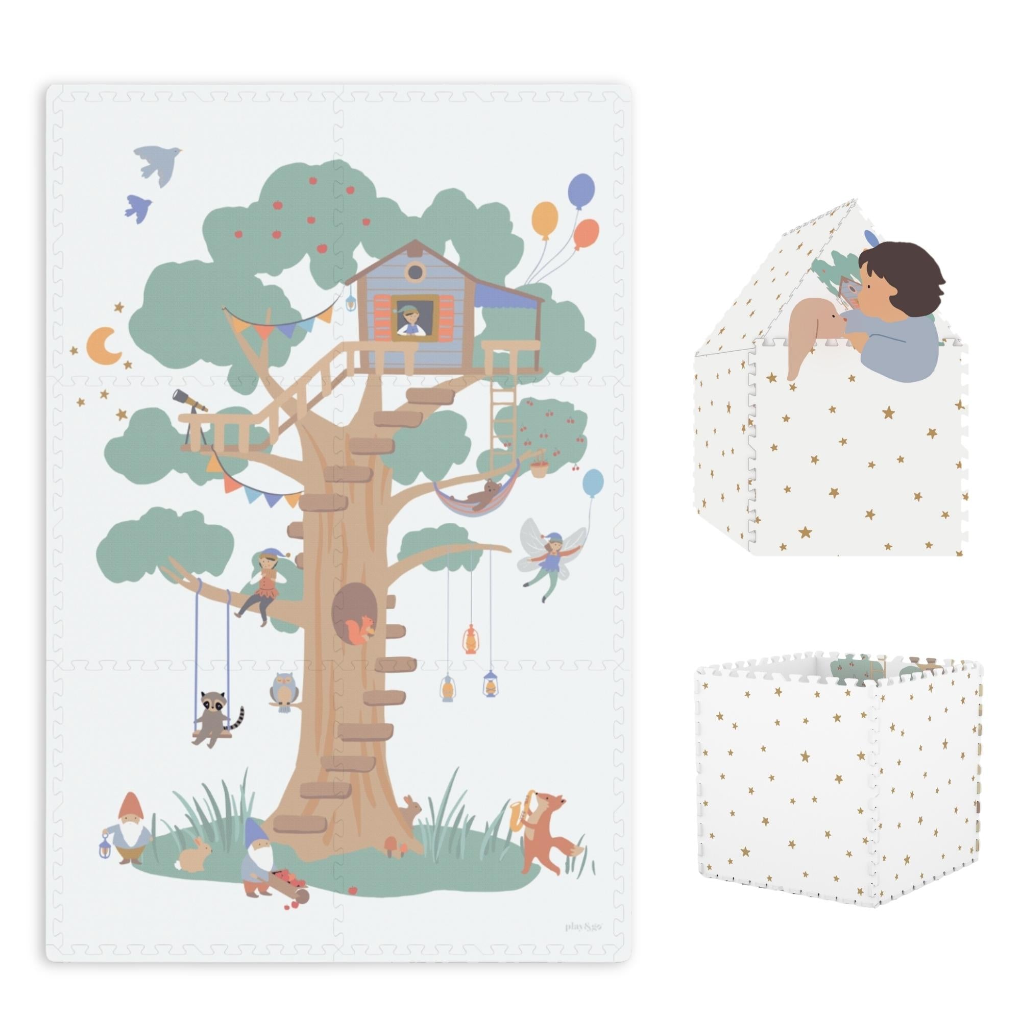  tapis puzzel, boîte de rangement & mini maison - treehouse