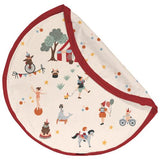 circus toy storage bag and playmat, open mat with folded piece, front side