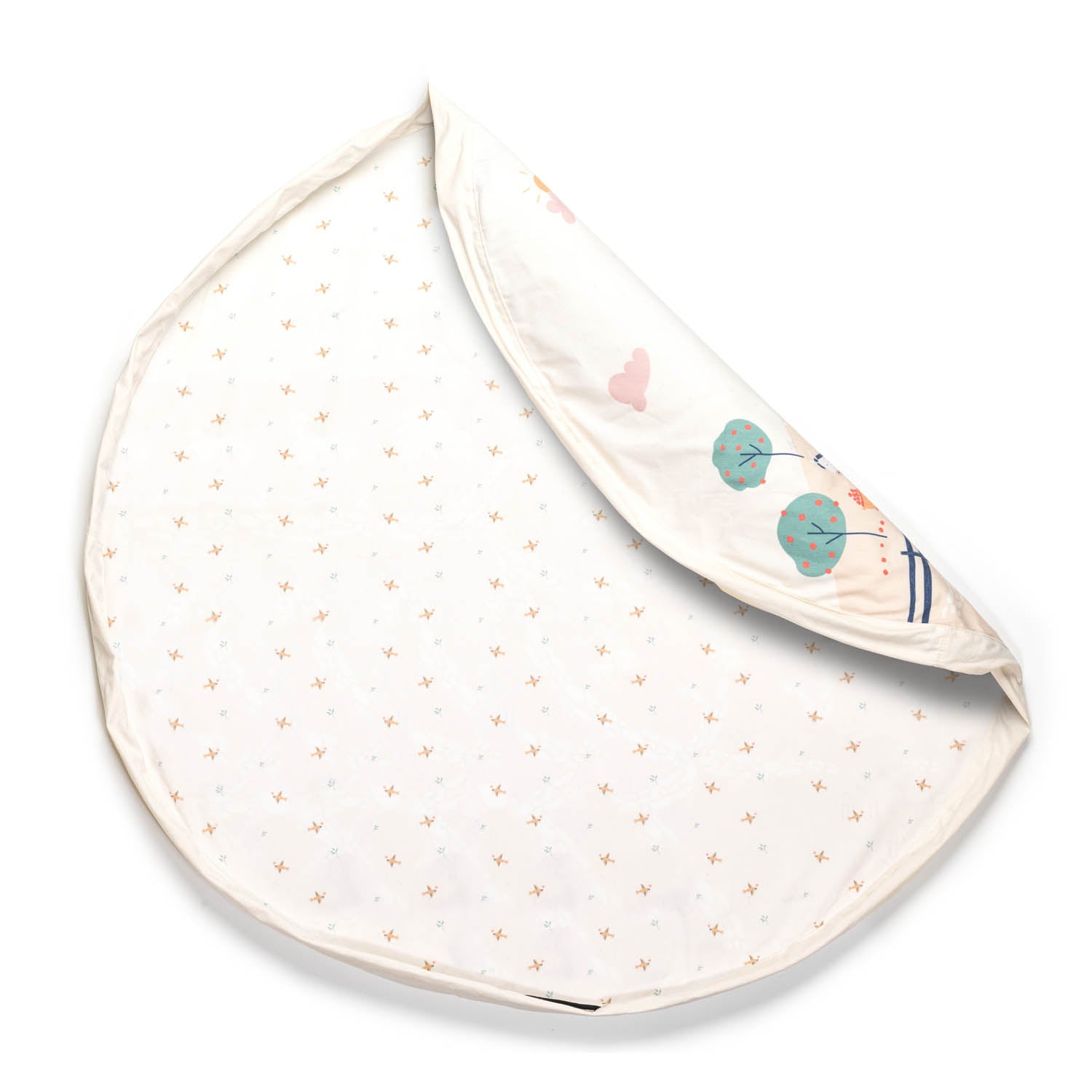farm storage bag, open mat, folded piece, birds print
