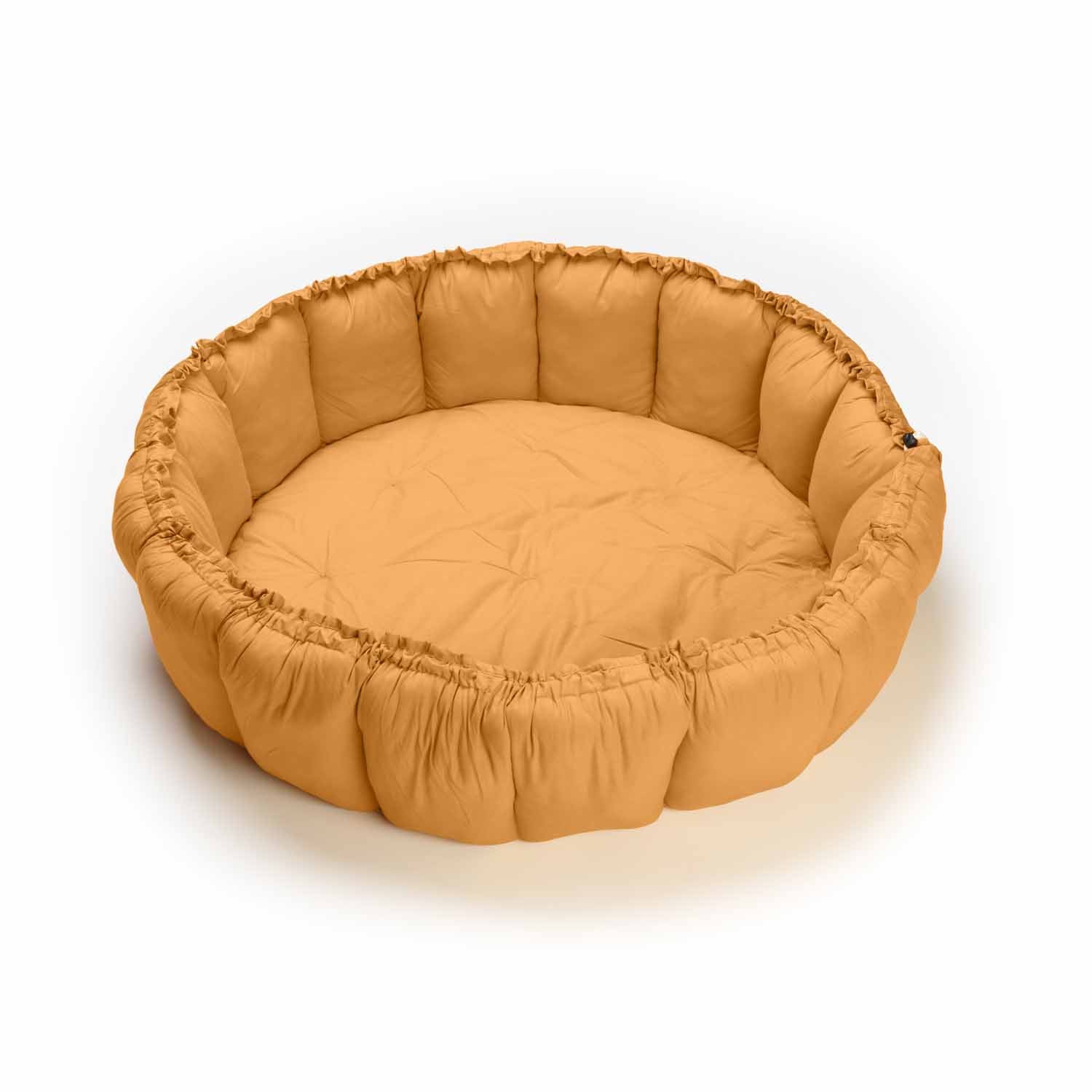 mustard baby mat, crib, raised edges